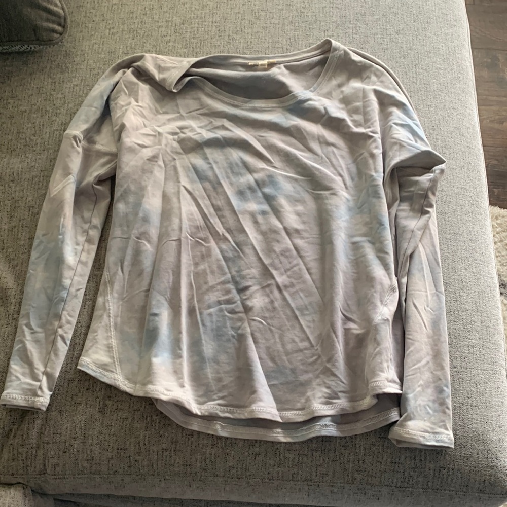 Grey and blue tie dye long sleeve T-shirt